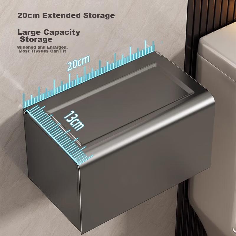 Gray Bathroom Tissue Box, Grass Paper Box, Waterproof Storage, Hand Towel Dispenser, Wall-Mounted Toilet Paper Holder, No Drilling Required