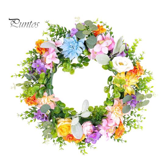 

Весенний венок на дверь 17,7 дюйма, цветочный венок из зелени, искусственные цветы, украшение входной двери фермерского дома на Пасху, наружный декор A