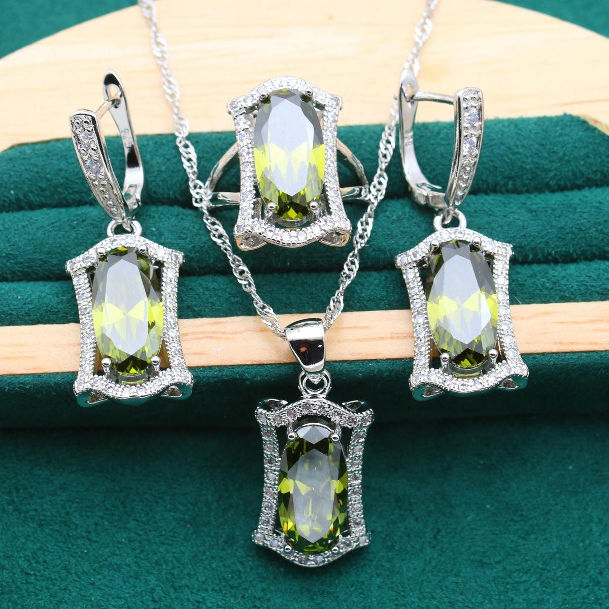 Аксессуары Ужин Горячий Антиаллергенный ААА Циркон Ожерелье Серьги Кольцо Аксессуары Набор Size 6