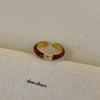 Vintage Red Drip Oil Open Ring Women Geometric Cool Sweet Exquisite Adjustable Band Fashion Accessory Christmas New Year Gift