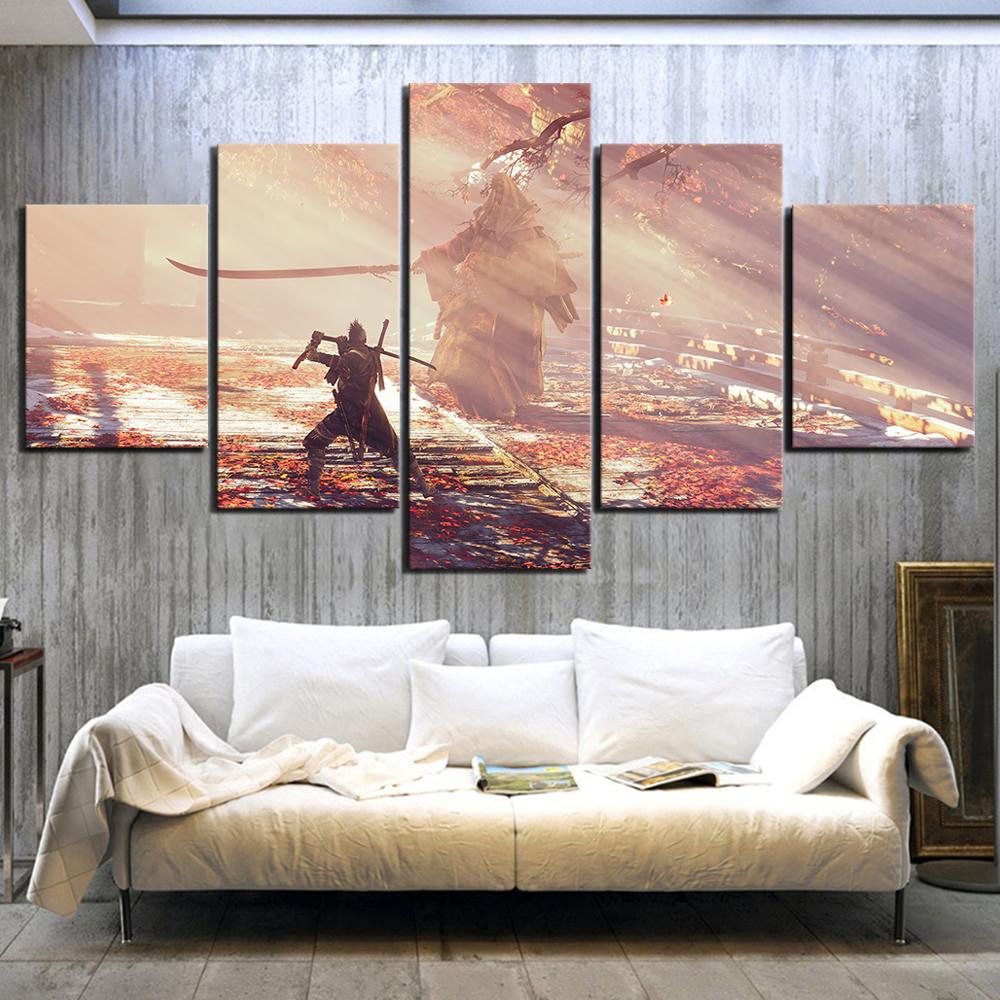 Unframed 5Pcs SEKIRO Shadows Die Twice Games Canvas Posters Wall Art Pictures HD Paintings Home Decor for Living Room Decoration