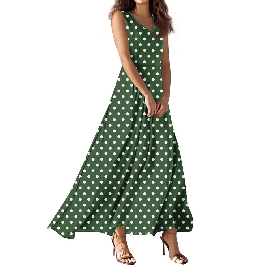 Women's Summer Casual Fashion  Dress V Neck Sleeveless Dress