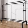 Plastic Floor-Standing Balcony and Bedroom Clothes & Hat Rack, with Folding Drying Pole and Storage.