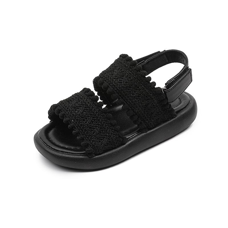 Kids Sandals Korean Style Fashion Girls Princess Shoes for Summer 2025 New Children Beach Shoes Soild Color Soft Sole Weave