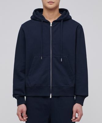 Crop Hooded Sweat Zip-Up [Navy]