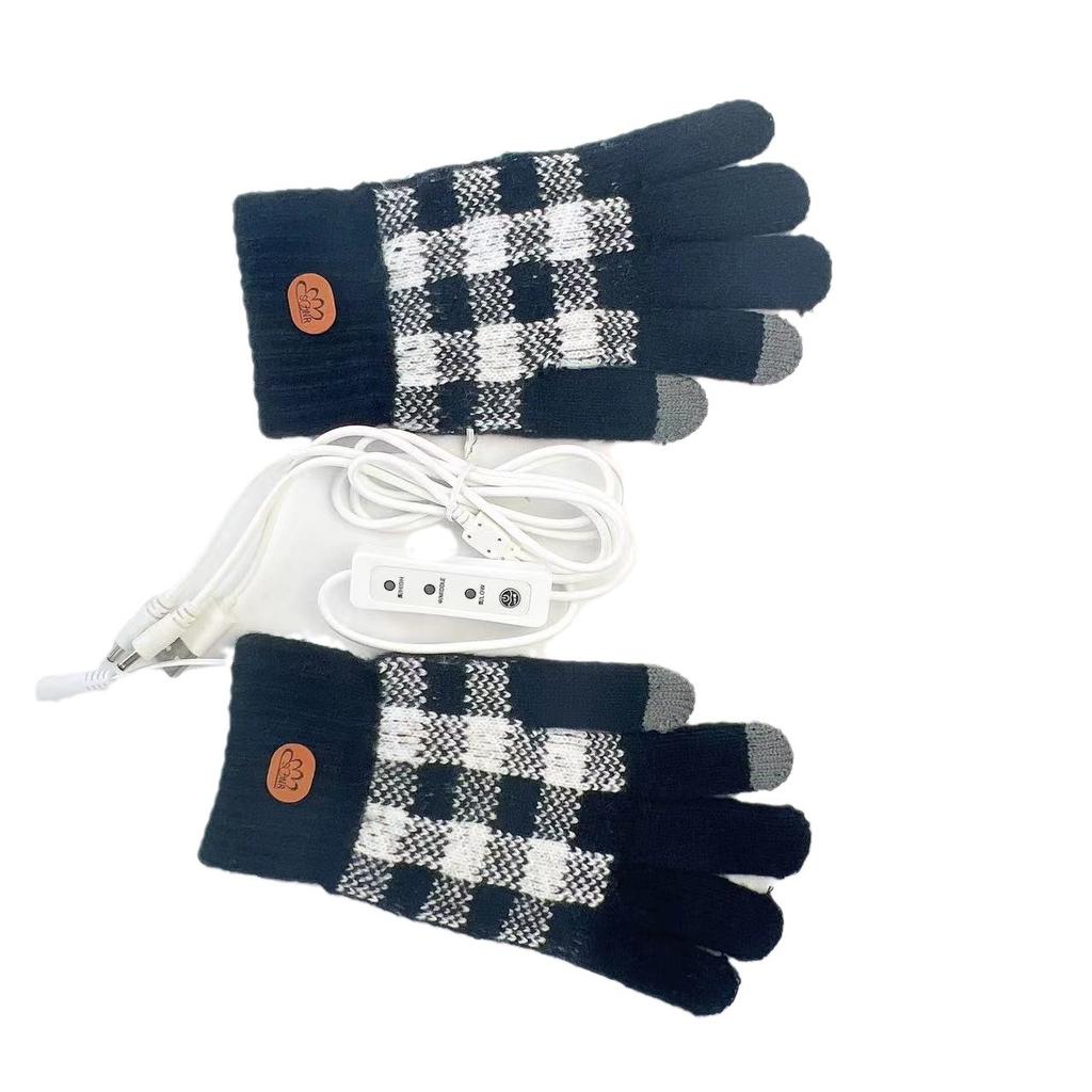USB Electric Heating Gloves Quality 5-finger Jacquard Hand Warmer Outdoor Sports Cycling Warm Fashion Commuting