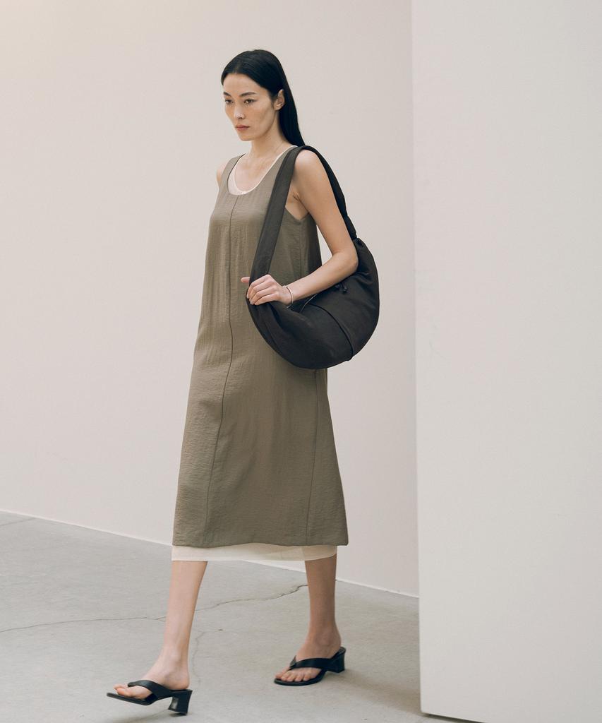 Siyajyu Sia8032 Modern Sleeveless Dress_Khaki Brown