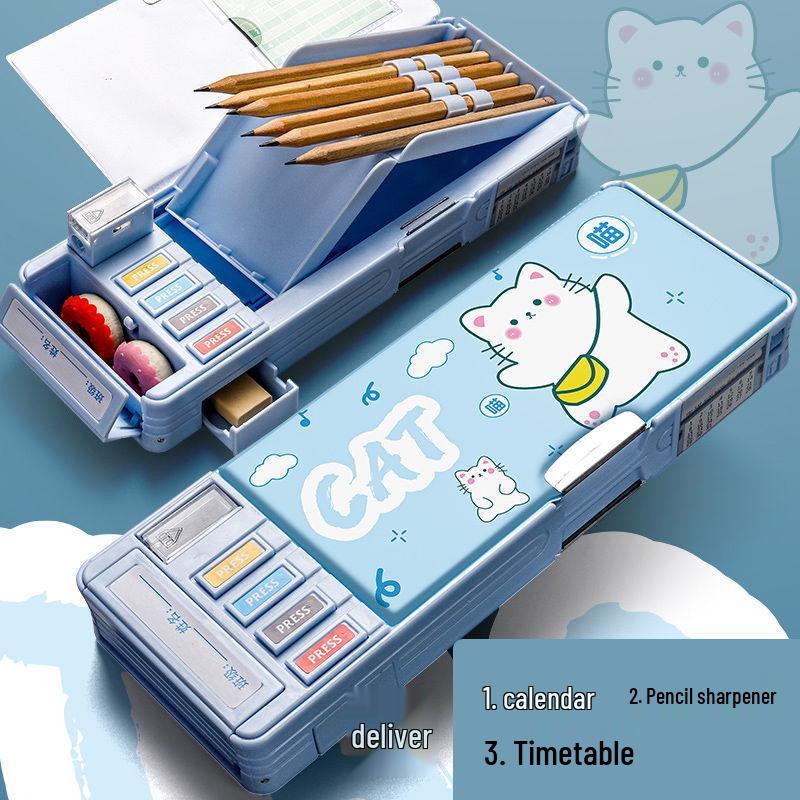 Cute Pencil Case for Girls, Kindergarten & Elementary Students: Multifunctional Stationery Box with Sharpener, Ruler & Scissors.