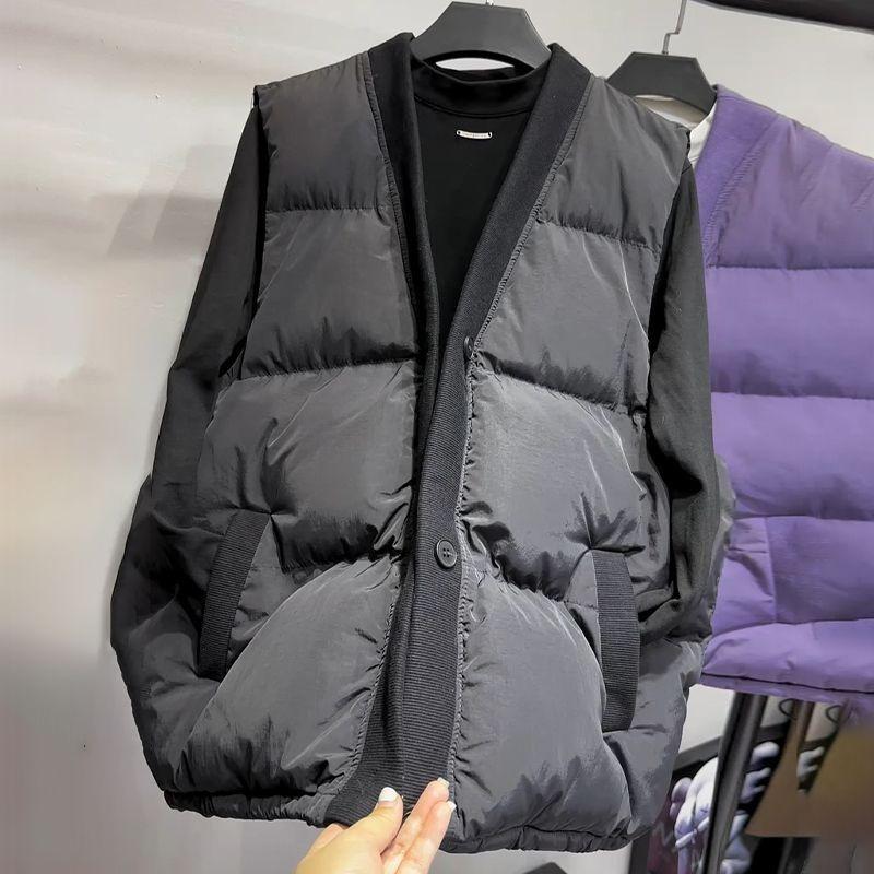 

Женский новый осенне-зимний высококлассный темпераментный модный жилет без рукавов на одной пуговице, уменьшающий возраст L чёрный