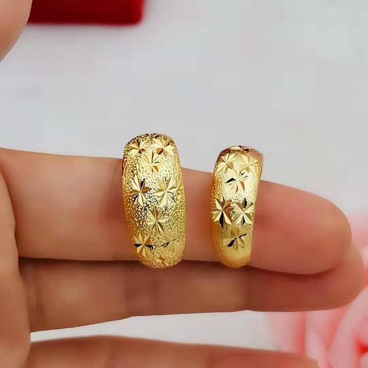 Gold-Plated Frosted Starry Sky Thai Copper Earrings for Women