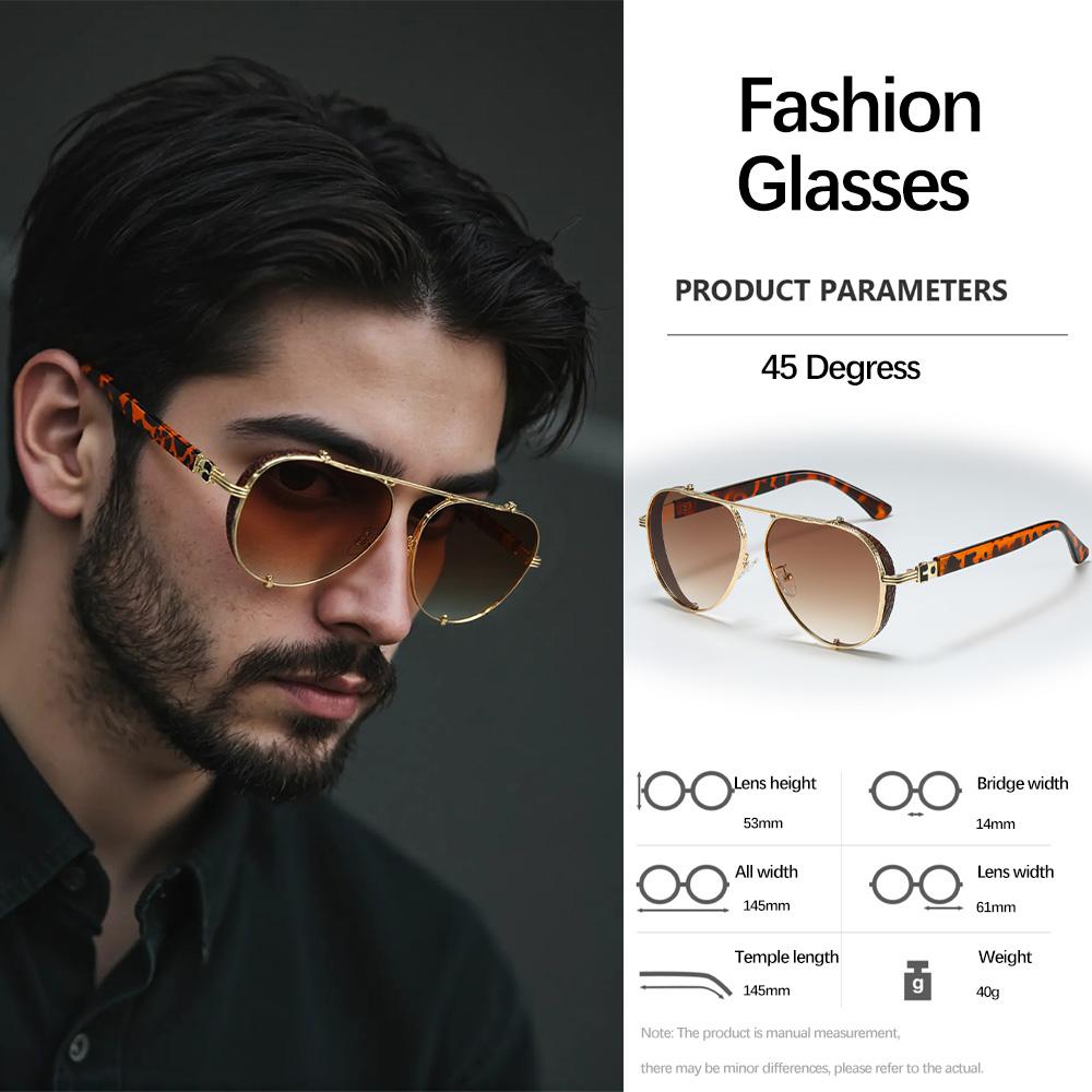 Vintage  Sunglass For Men Retro Glasses Metal Frames Workplace Light Luxury Accessories Men'S Glasses Sunglasses Men