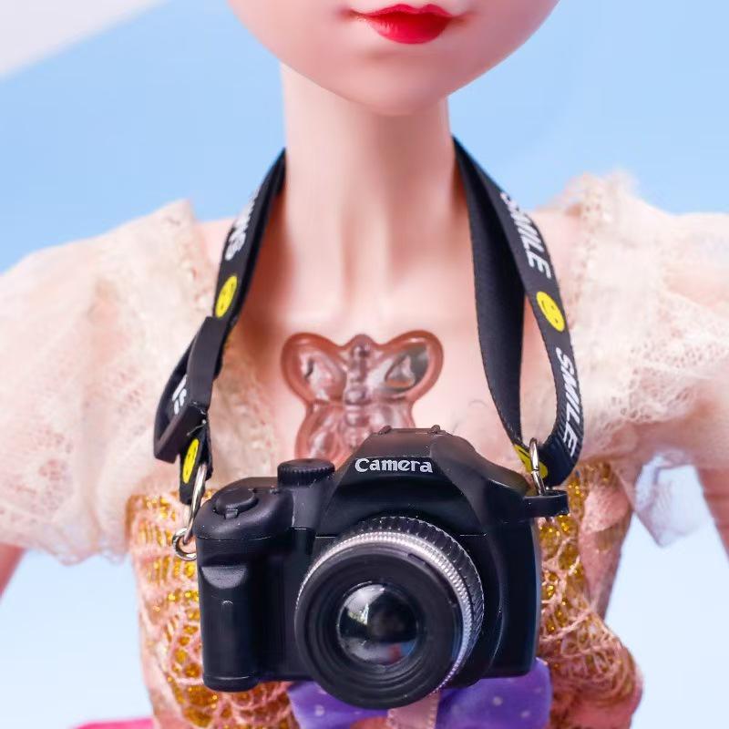 Mini Smiley Face Plush Camera Pendant with Sound & Glow