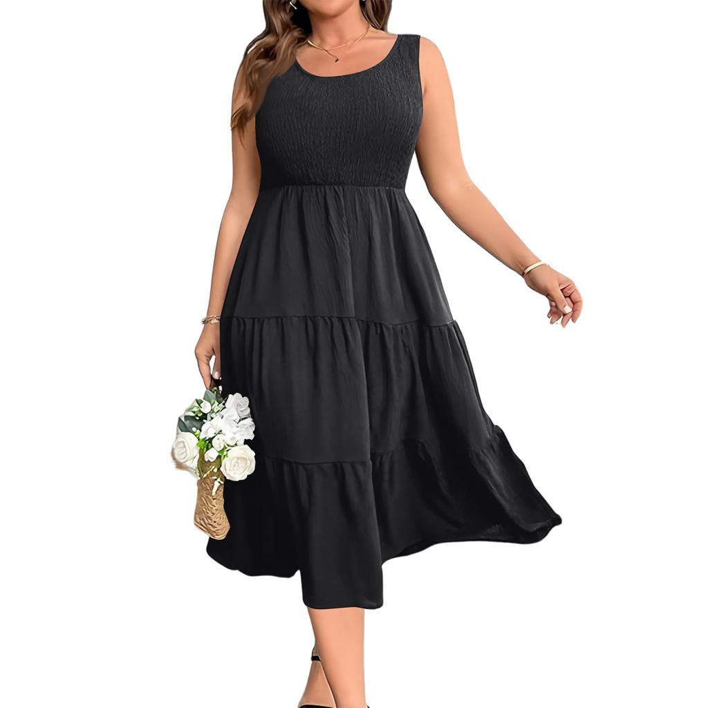 Women's Casual ,Color Loose Fit Sleeveless Midi Dress