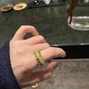 Light Luxury Zircon Geometric Open Stripe Ring Women'S Design Sense Premium Ring
