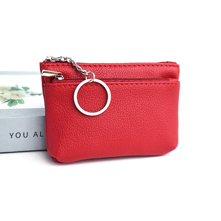Mini PU Leather Coin Purse Keychain Wallet Multifunctional Zipper Card Holder Fashion Key Bag Key Ring Small Wallet