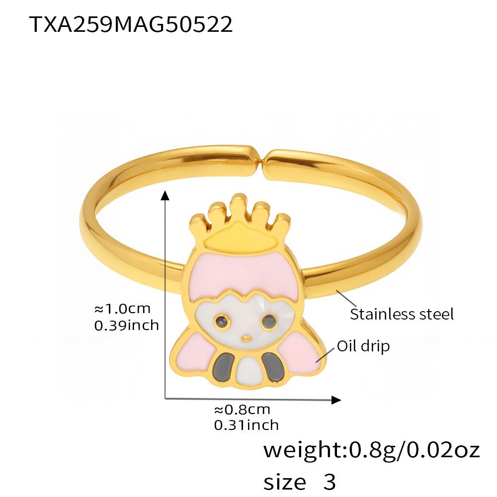 Qiong Yao Enamel Little Princess Jewelry Set - Stainless Steel, Cute Kiln Electroplated Children s Accessories