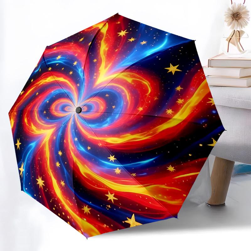 

1pc Cosmic Swirl Automatic Folding Umbrella - 8-Rib Durable Iron Frame, Compact Portable for Daily Travel yy251205069