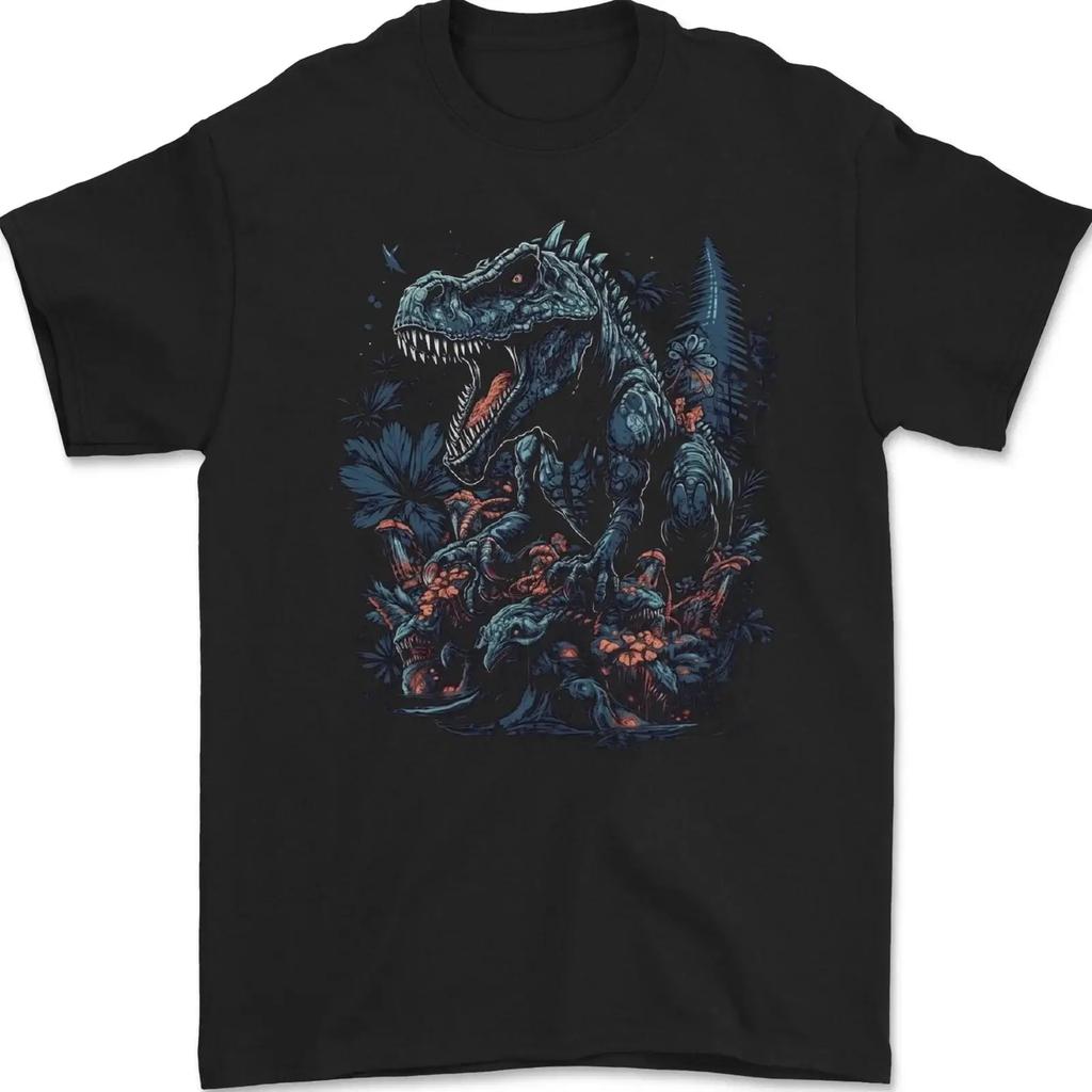 A T Rex Dinosaur In Prehistoric Forest Herren Shirt 100 Baumwolle Vintage Washed Designer Clothes Homme Stretched Streetwear