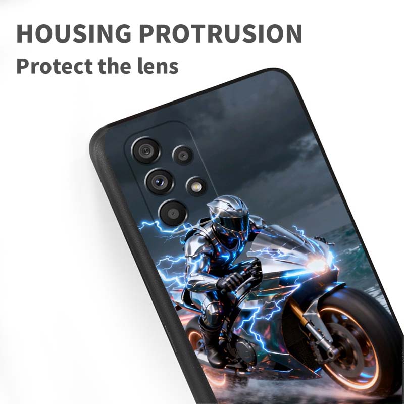 Creative motorcycle rider cool For Samsung A73 A72 A71 A55 A54 A53 A52 A51 A13 A22 A16 A15 A12 A14 A26 A07 5G Black Phone Case