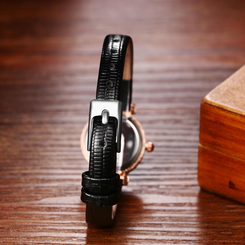 Leather Analog Display Cute Waterproof Simple Synthetic Leather Strap Quartz Leisure Business Fashion Accessory Day Gift for Her Women's Watch -