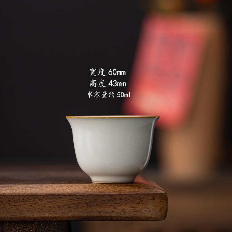 Ceramic Sancai Cover Bowl High-end Chinese Landscape Kung Fu Tea Set Tea Breaker Tengwang Pavilion Ru Kiln Single Tea Bowl