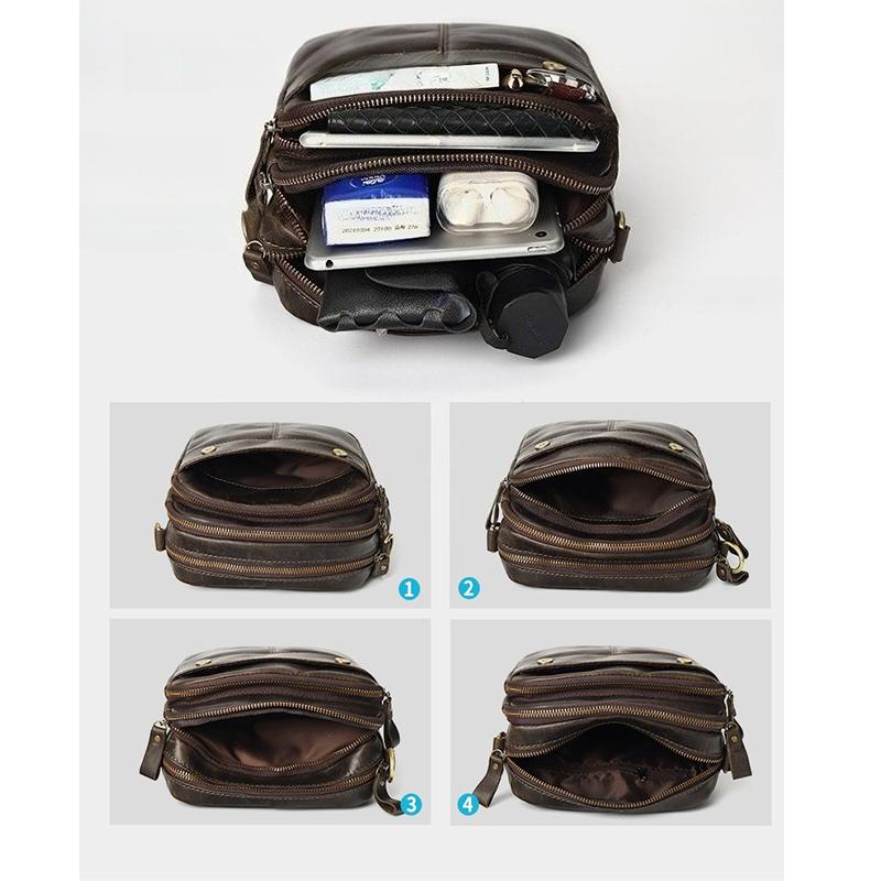 The First Layer of Cowhide Men's Shoulder Bag, Leather Trend Men's Bag, European and American Men's Large-capacity Messenger Bag