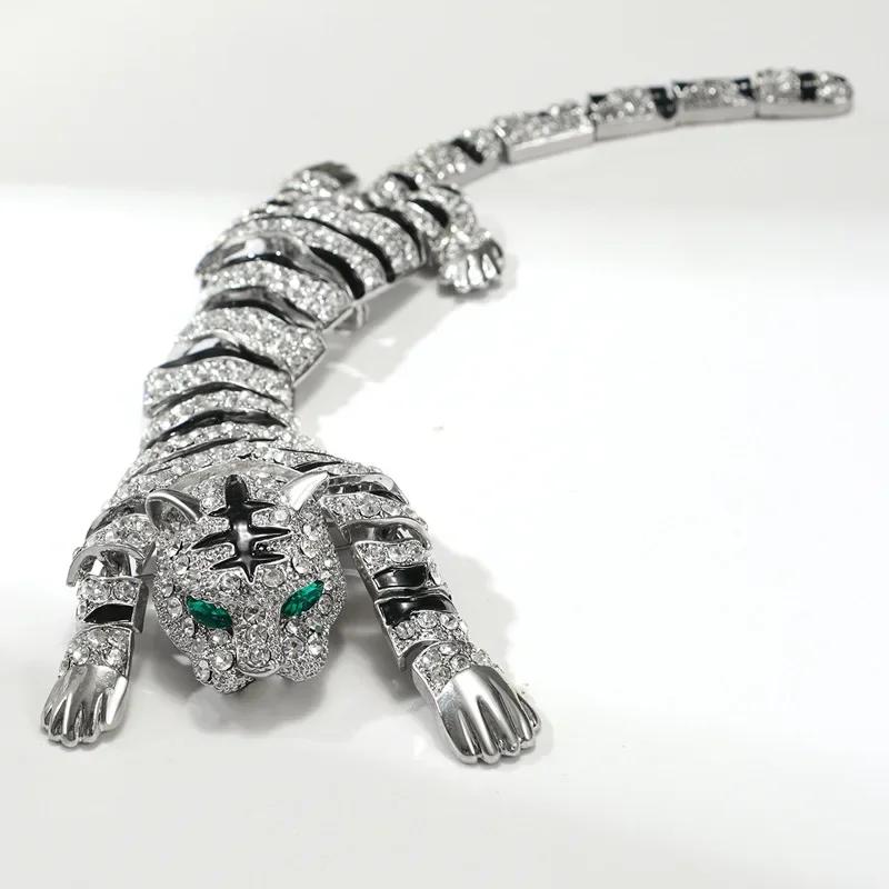 Women Men Exaggerated Tiger Brooch, Large Luxury Rhinestone Animal Pin Jewelry