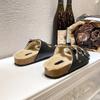 Su Yinjia has the same cotton mop with strong autumn meaning~ retro double-buckle velvet cotton slippers thick-bottomed Boken fluffy slippers