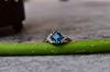 London Blue Topaz Minimalist Ring, Blue Topaz Square Cut , Dainty Promise Ring, December Birthstone, Party Wear Sterling Silver Ring