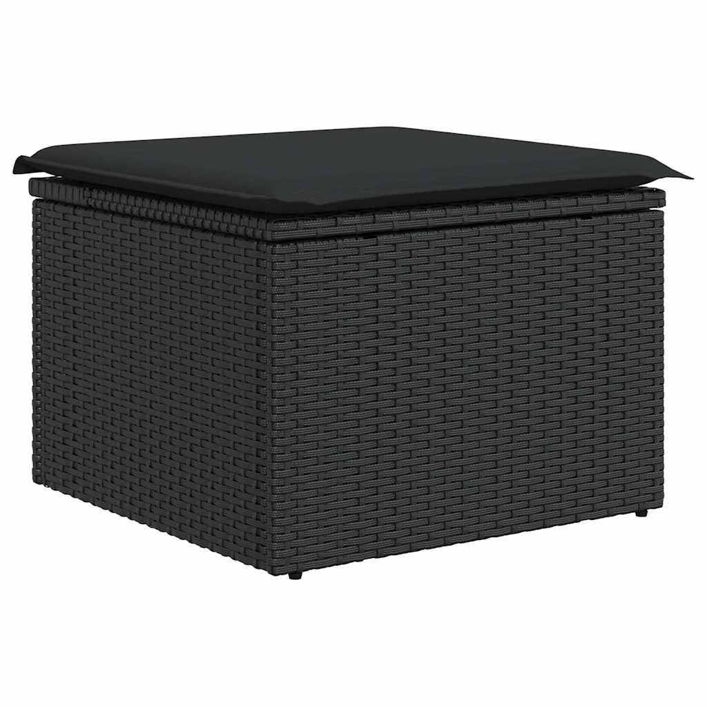 Vidaxl 9-Cz. Zestaw Mebli Z Poduszkami, Czarny, Polirattan I Akacja