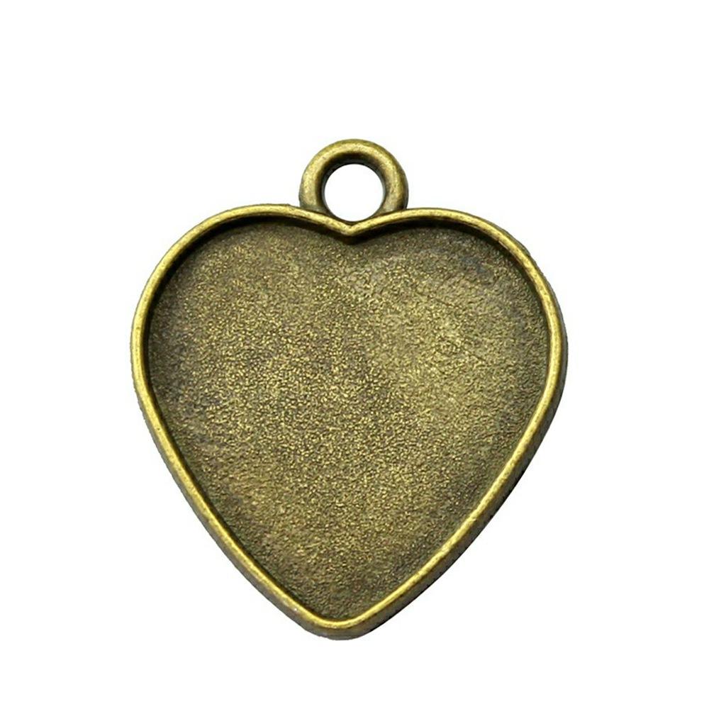 10 Stück 20mm Innenmaß Antik-Bronze Farbe 34 Stil Cabochon Fassung Anhänger Passend für 20mm Glas Cabochon