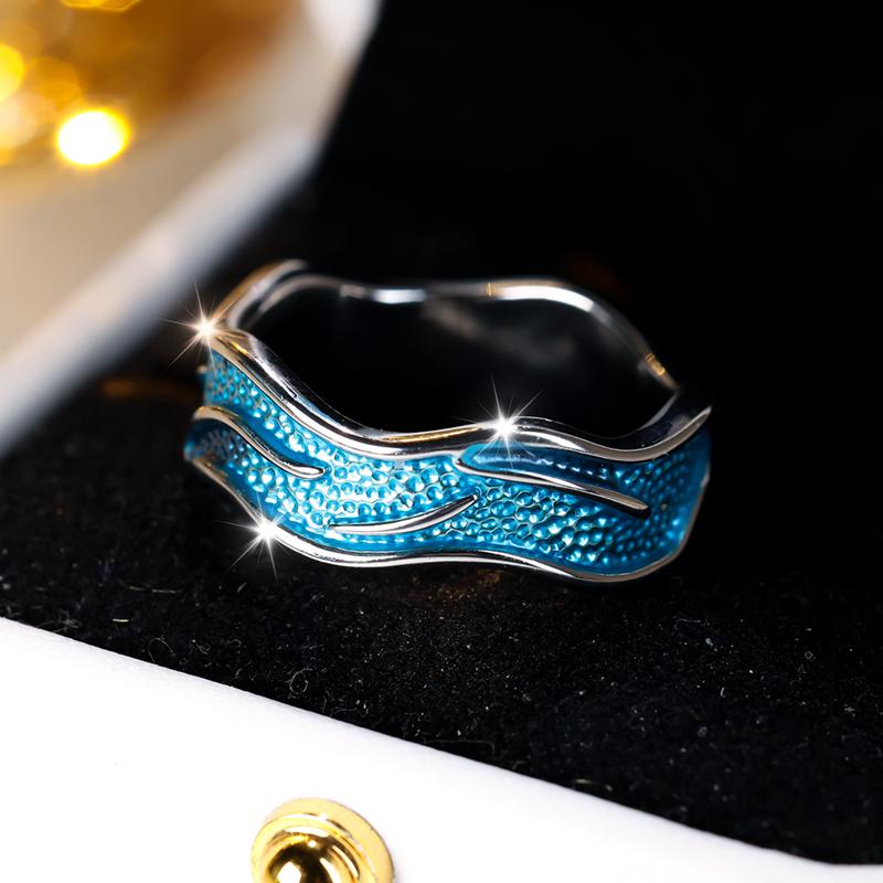 

Модные синие эмалевые металлические кольца неправильной формы для женщин и девочек, модные украшения, подарки на день рождения 8 синий/серебряный