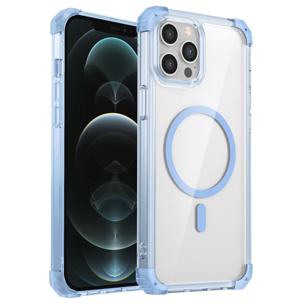 For iPhone 12 Pro Max Case Anti-Yellow TPU+PC Crystal Clear Phone Shell Compatible with Magsafe