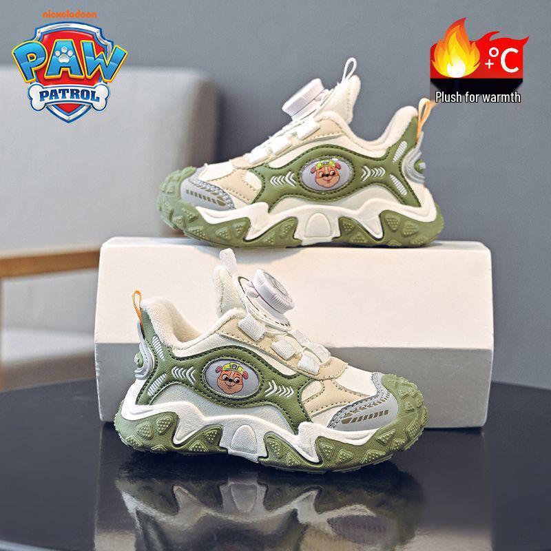 2025 Paw Patrol Boys' Shoes: New Chinese Style with Rotary Button, Two-Layer Cotton, Plus Velvet, Autumn/Winter Collection