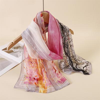 Mode Hijab Cachecol Floral en Mousseline Foulards pour Dames Serviettes de Plage Voile Musulman d'Été Foulard pour Femmes