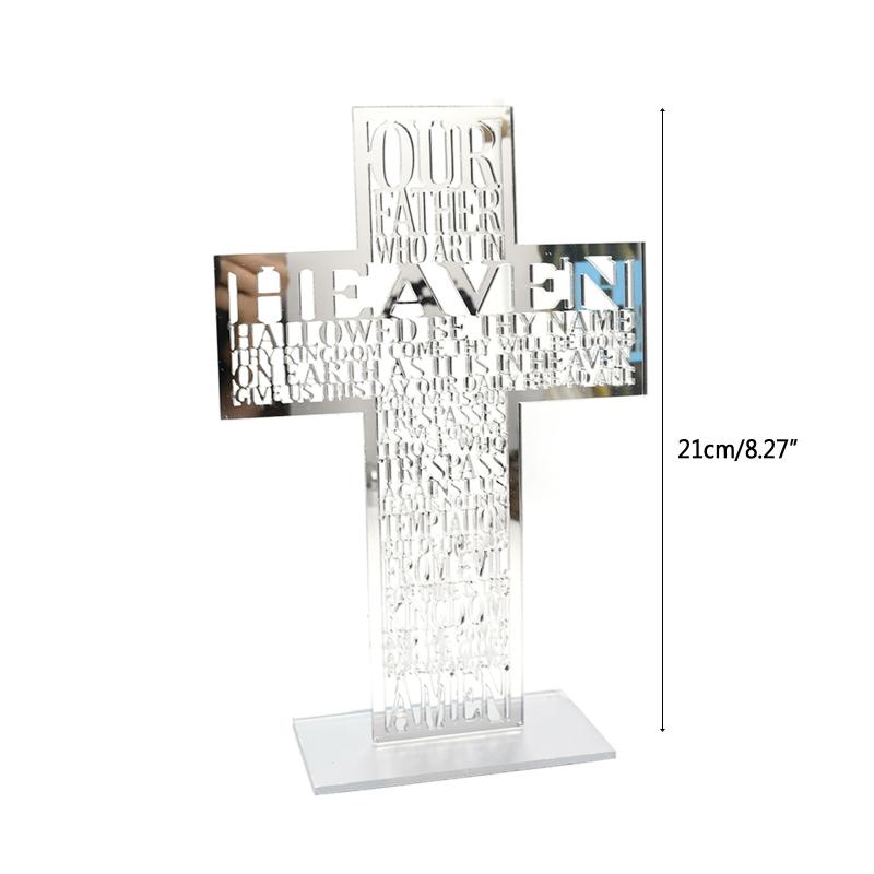 21cm Hollow Out Acrylic Scriptures for Cross with Stand Jesus Christ Catholic Bible Religious Christian Standing for Cross A0KF