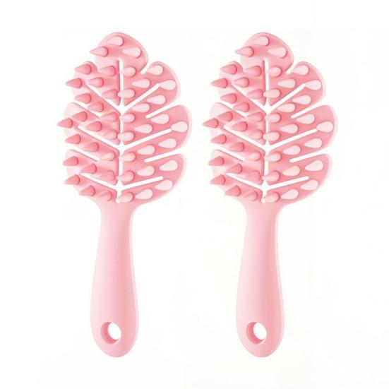 2Pcs Hollow Leaf Shampoo Brush with Long Handle Hanging Men Women Portable Travel Hair Growth Scalp Massage Scrubber Cleaning Brush
