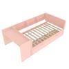 Letto Basso, Letto in Legno, 90x200cm, con Scrivania, Dotato di 2 Cassetti, Letto Singolo(Senza materasso), con Ripiani, Pino+Pannello Truciolare, Rosa