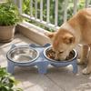 Stainless Steel Pet Double Feeder Bowl Large Capacity Anti-Tip Dog Food Bowl Non-Skid Base No Spill Elevated Pet Bowl Multi-Pet