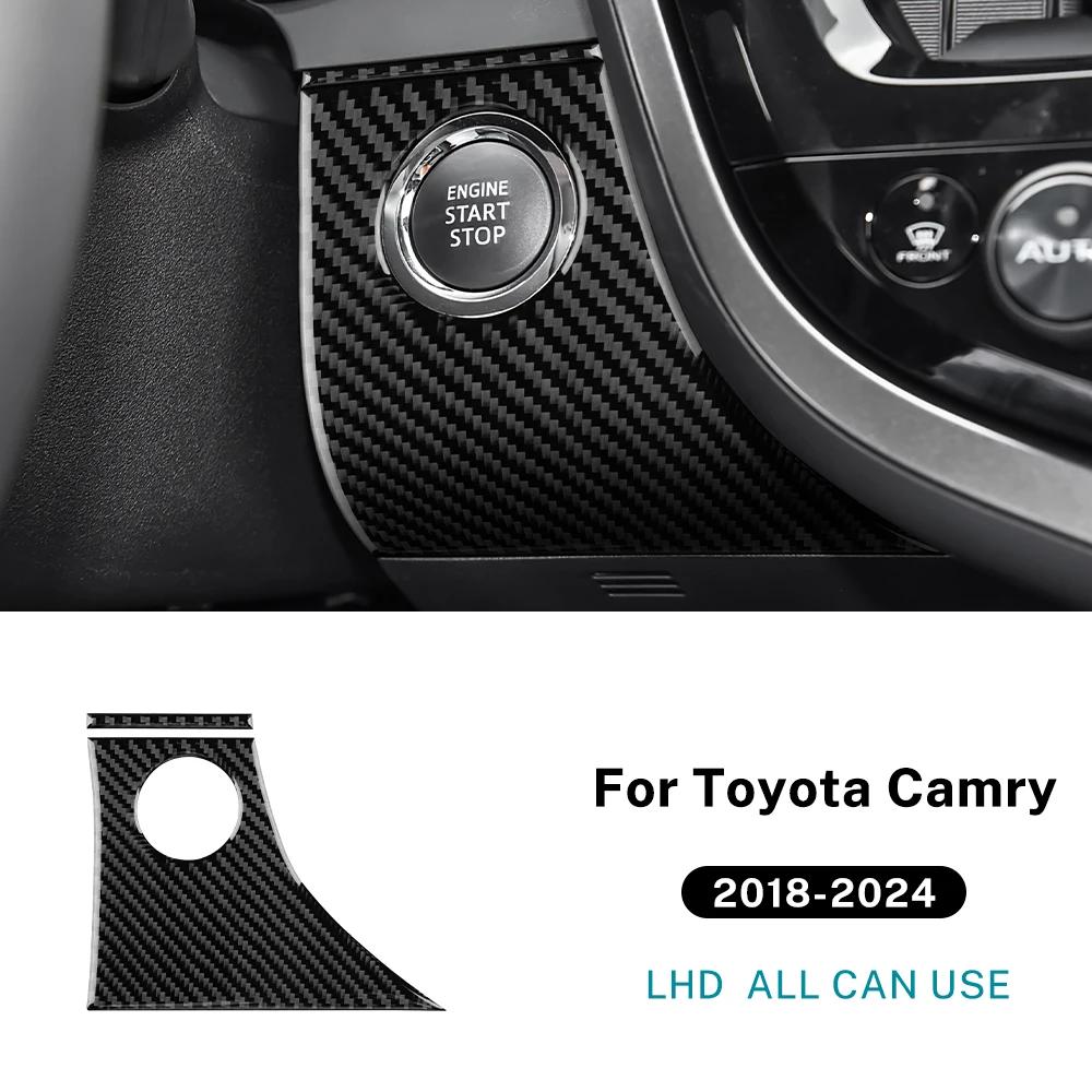 Real Soft Carbon Fiber For Toyota Camry 2018      2024 LHD RHD Car ignition Start Button Frame Interior Trim For LHD Black Carbon