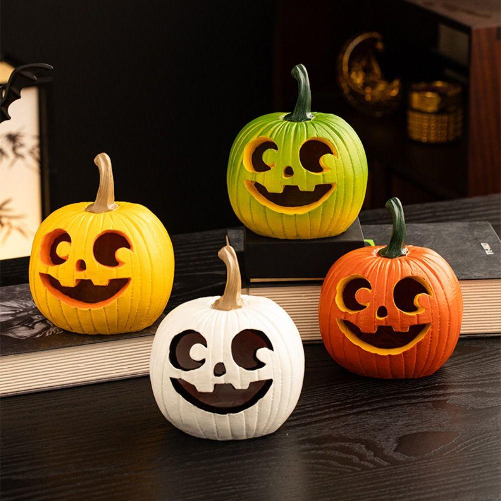 Creative Multi-Color Halloween Pumpkin Ornaments Hollow Resin Harvest Festival Ornaments Decorative Pumpkin Statue Home