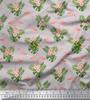 Soimoi Japan Crepe Satin Fabric Tropical Leaves,Floral & Flamingo Bird Print Fabric by the metre 42 Inch