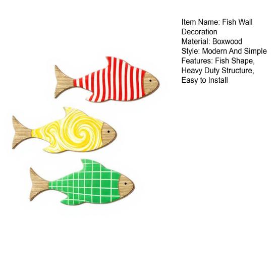 3Pcs/Set Wooden Fish Wall Art Decoration, Striped Wavy Plaid Fish Wall Sculpture, Summer Beach Theme Fish Ornament, Rustic Lake House Nautical Decor