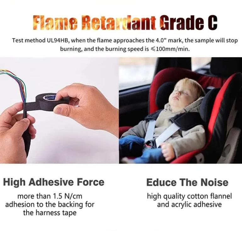 15 Meter Heat-resistant Flame Retardant Tape Coroplast Adhesive Cloth Tape For Car Cable Harness Wiring Loom Protection