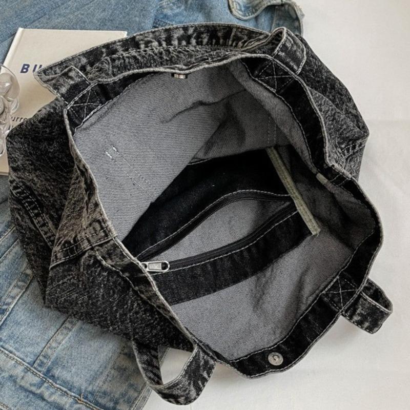 Retro skalbtas džinsinis krepšys, moteriškas naujas korėjietiškas „Harajuku“ krepšys per petį, kasdienis pirkinių krepšys