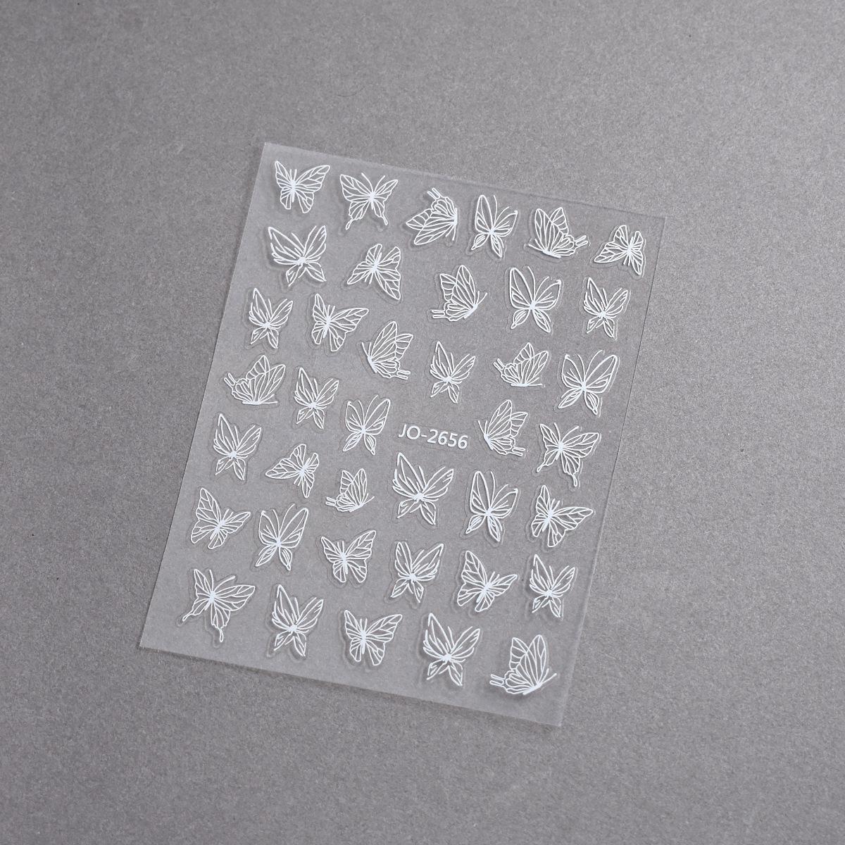 

Ретро Минималистичные Расписанные Вручную 3D Наклейки для Ногтей с Бабочками - Золотые, Черные и Белые