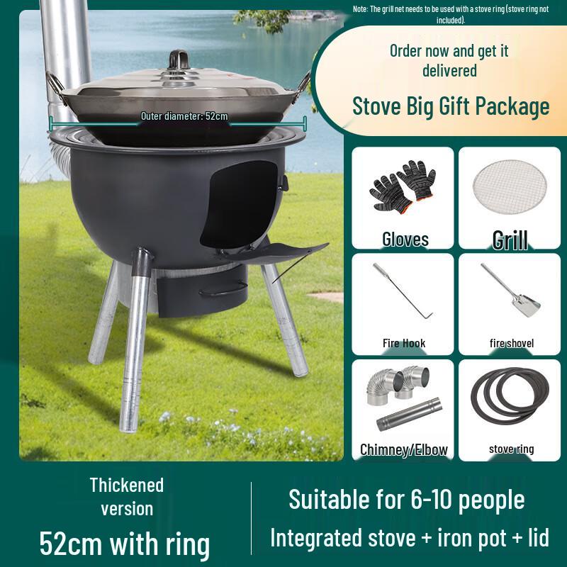 Huahangzhen Outdoor Firewood Stove with Large Pot