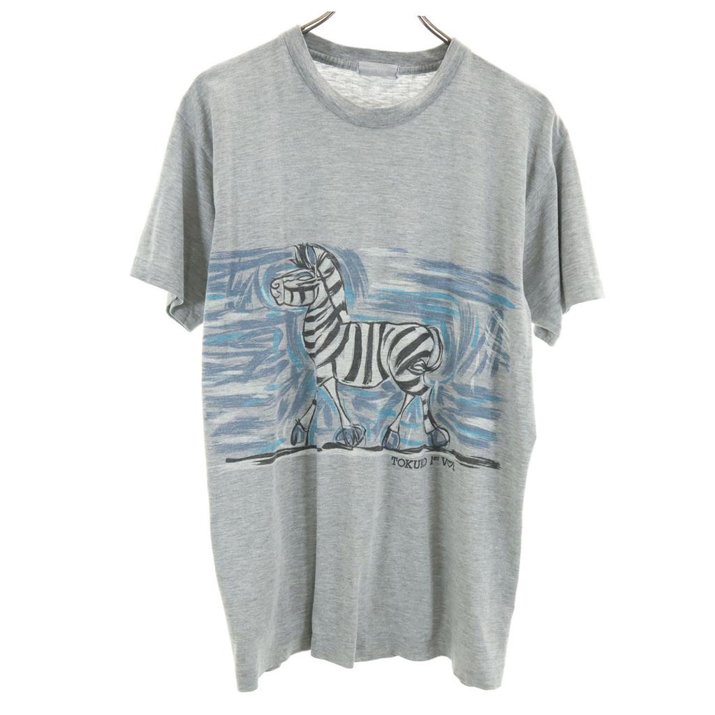 TOKUKO1erVOL Zebra Print Short Sleeve T-shirt Gray Animal Women Used