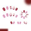 24Pieces Elegant French Tip Presses On Nail Glossy Oval Short Shape Red Pink Polkas Dots Design