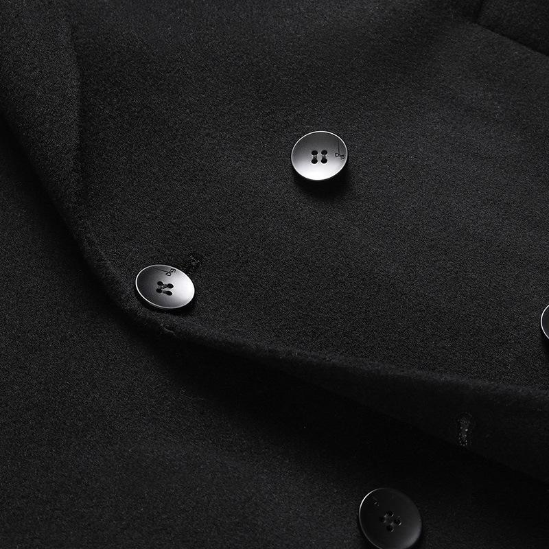 Abrigo Cruzado Hombre Invierno Lana Por Encima de la Rodilla Abrigos Largos para Hombre Chaqueta Larga Peacoat Abrigo de Negocios Cortavientos Blazer